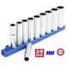 11 Piece Deep Metric Socket Set 3/8 Inch Drive Chrome Vanadium Steel Sockets with Removable Socket Rail Easy Storage
