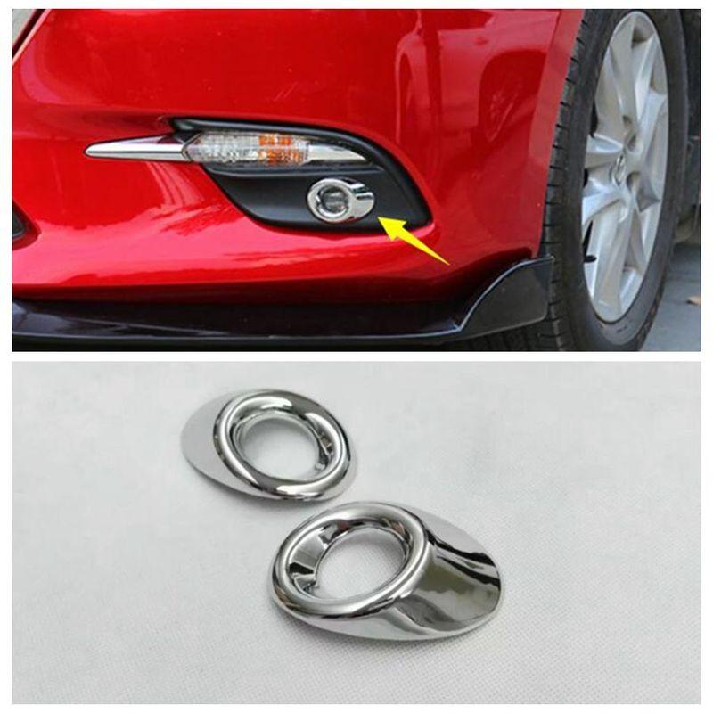 ABS Chrome Front Bumper Fog Light Lamp Decoration Ring Cover Trim Fit For Mazda 3 Sedan Hatchback 2017 2018 Car Accessories