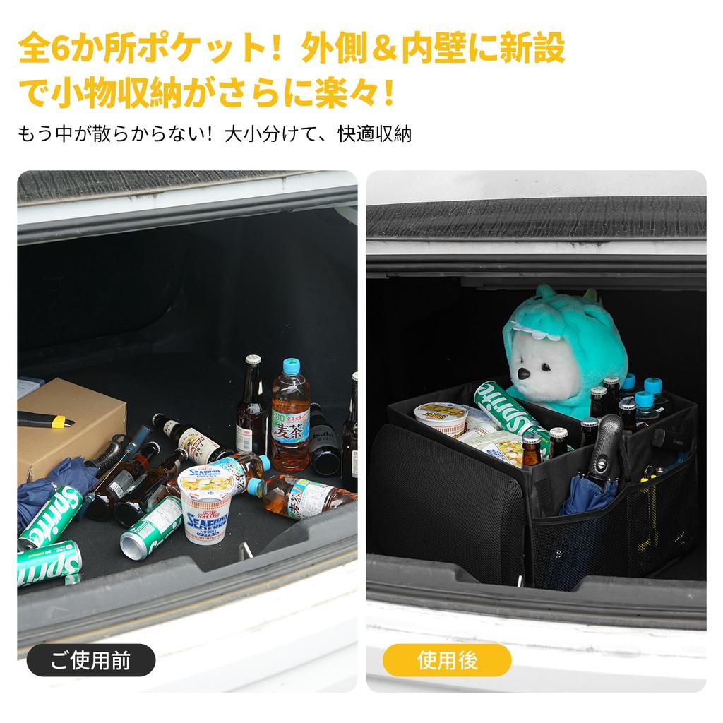 Car Seat Lumbar Cushion Storage Box 40L Large 6 Pockets Compatible with Passenger Back and Car Interior Luggage Drop Small Organizer Box, & [2-Way]