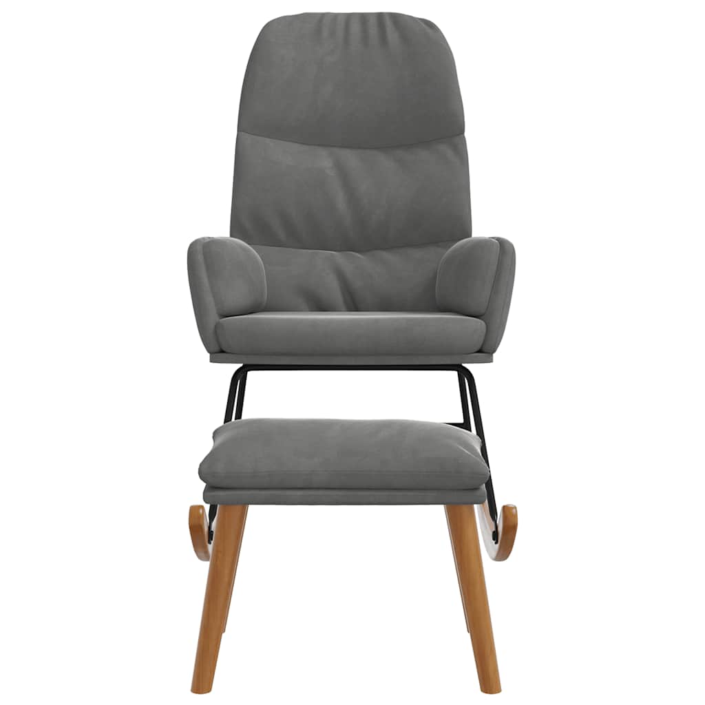 Rocking Chair with Footstool Dark Grey Velvet