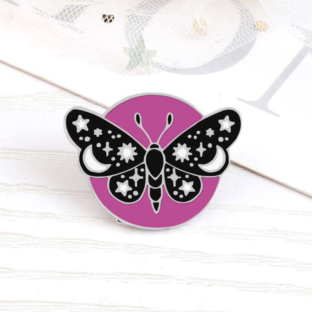 Small Retro Insect Butterfly Lapel Pins Cartoon Moon Phase Moth Brooch Cute Exquisite Enamel Badge Bag Accessories Gifts Jewelry