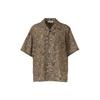 Printed Fashion Polo Button Short Sleeve Shirt Men Shirts Light-Brown 2181B047-200