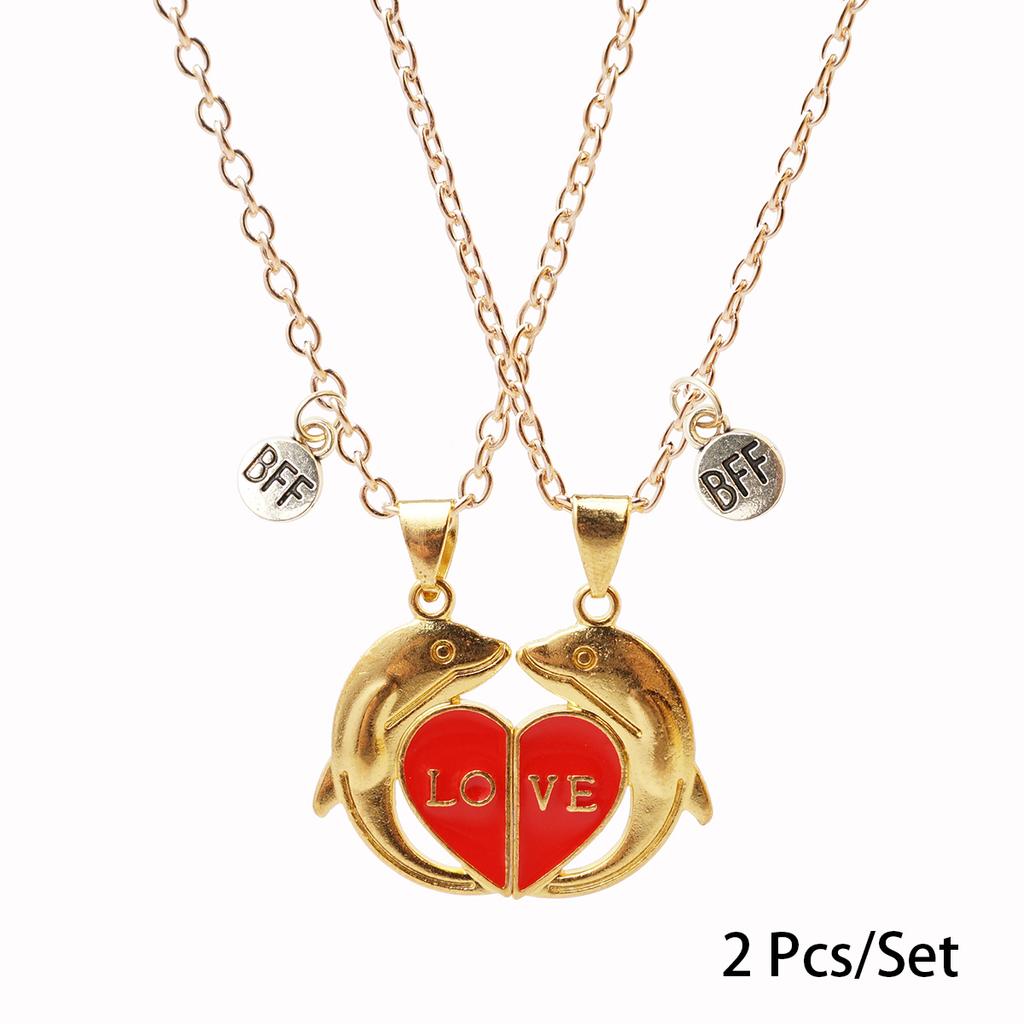 2 Stück/Set Beste Freunde Anhänger Halskette Für Frau Magnetisch Verstellbar Regenbogen Gänseblümchen Liebhaber Zerbrochenes Herz Kette BFF Schmuck Geschenke