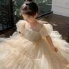 Dress Girls Princess Birthday Party Bow Summer Skirt Baby Girl's Bubble Sleeve Mesh Sequin Sweet Cute