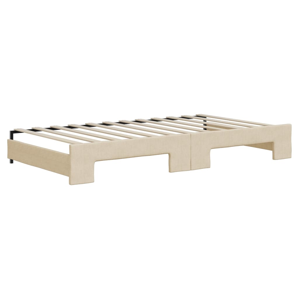 Vidaxl Sofa Rozsuwana Z Szufladami, Kremowa, 100X200 Cm, Tkanina