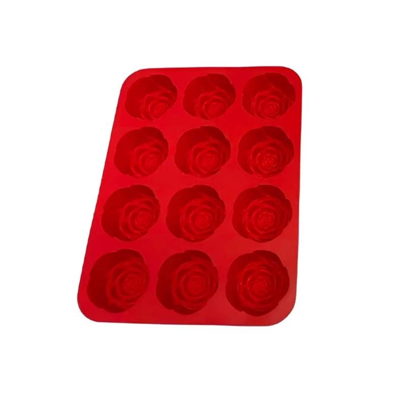 12 Cavity Rose Silicone Molds Set Oven Bake Flower Pan For Professional Bakers And Creative Cooking Enthusiasts