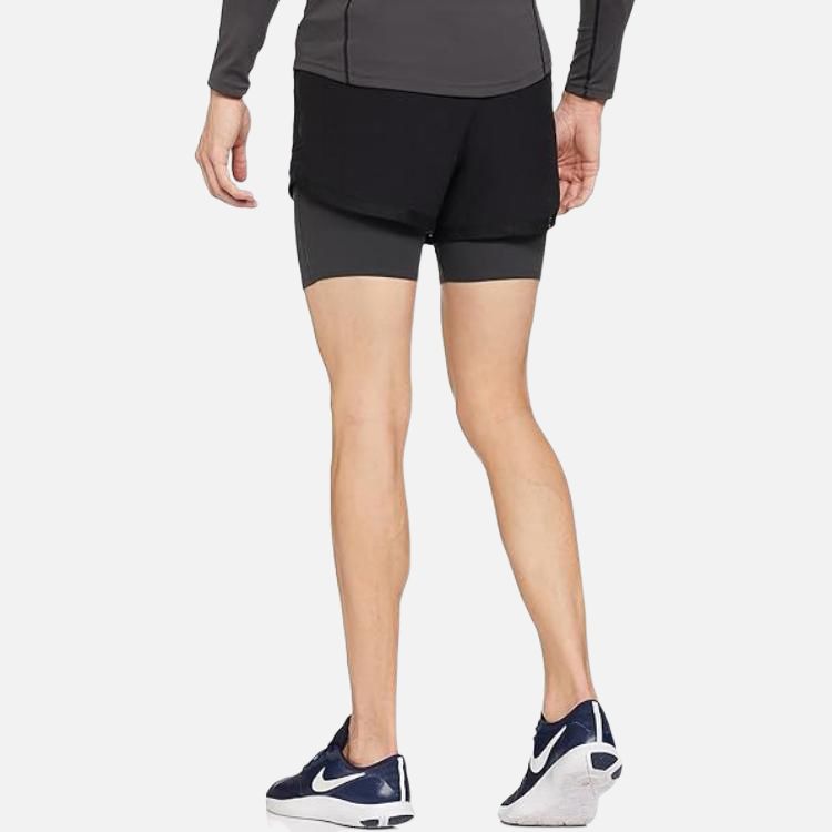 Nike Paneled Logo Two-In-One Straight-Leg Sports Shorts Men Bottoms Black DQ4771-010