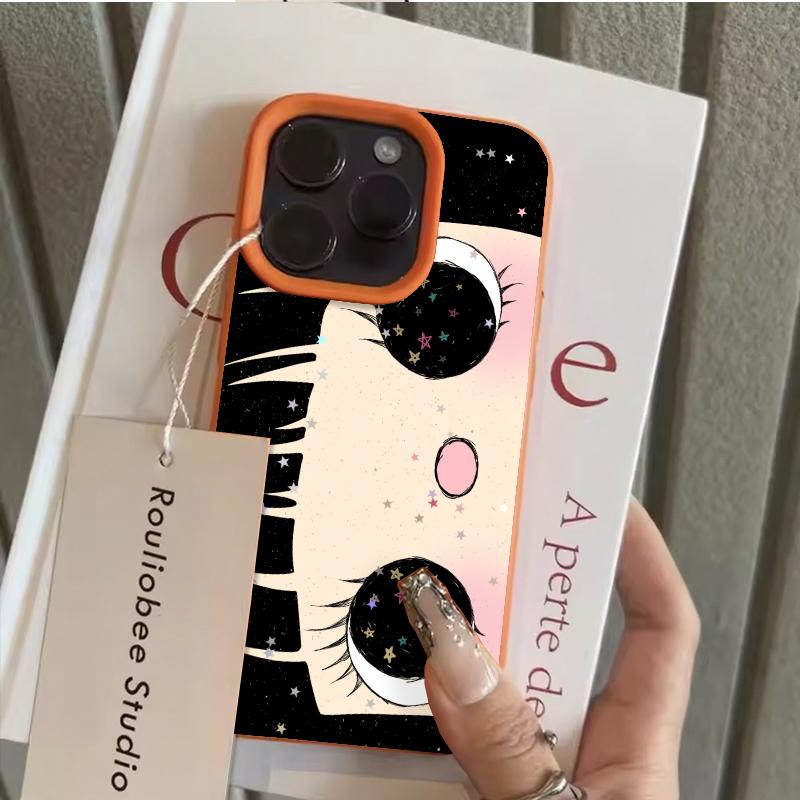 Cartoon Anime Shinning Eyes Cute Phone Case for IPhone 17 16 15 14 13 Pro Max Y2k Girl Glittering Big Eyes Back Phone Cover Capa