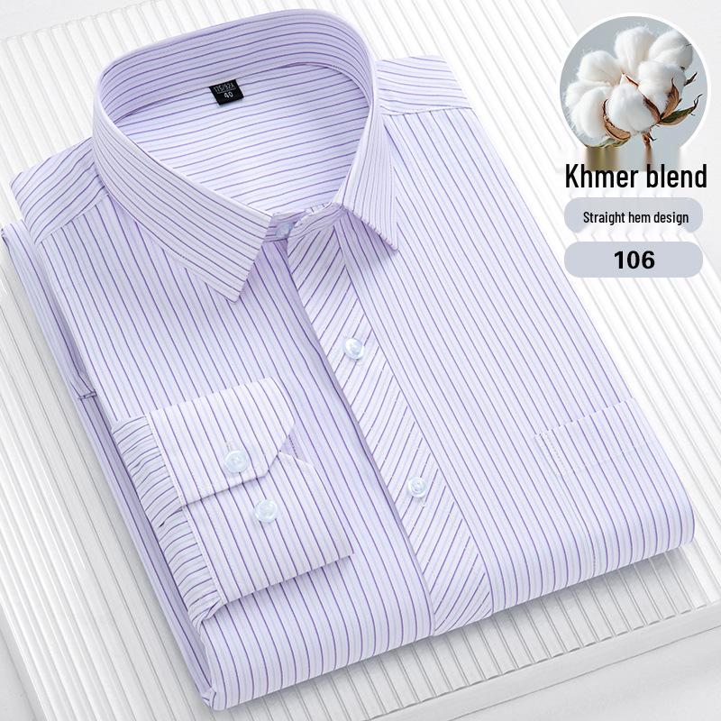 Cămașă cu mâneci lungi cu dungi pentru bărbați, mărime plus: Casual, Respirabil, Tiv drept pentru persoane de vârstă mijlocie și vârstnice