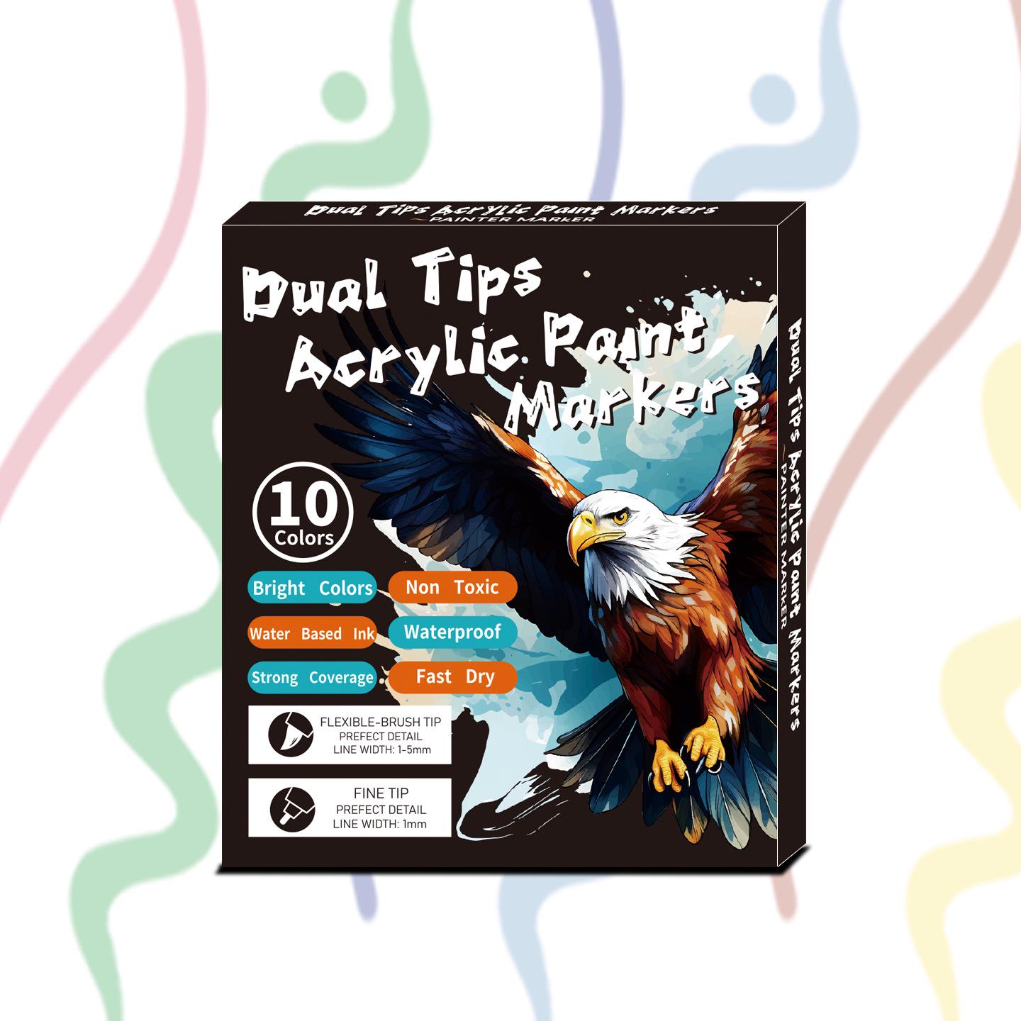 

Waterproof Double-Ended Acrylic Markers - 20 Colors, Non-Toxic, Odorless, Multi-Material Compatible