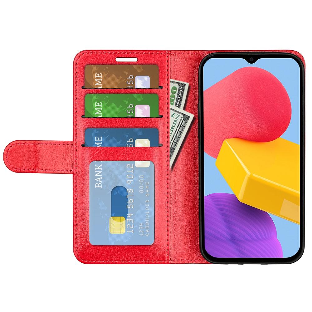 

For Samsung Galaxy M13 4G Crazy Horse Texture PU Leather Wallet Stand Case Drop-proof Protection Phone Cover Red