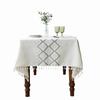 Tablecloth Cotton And Linen Fringed Three-Dimensional Embroidery Rectangular Party Picnic Tablecloth