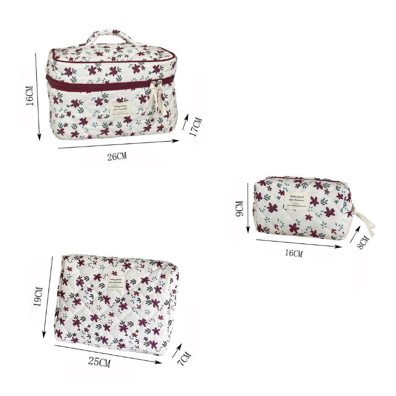 Trendy Sweet Flower Corduroy Cosmetic Handbag Ladies Makeup Bag Large Capacity Storage Bag Travel Toiletry Pouch For Women Gifts