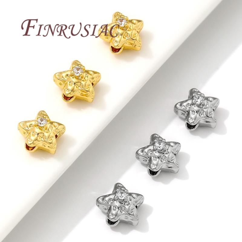 Star Beads 18K Gold Plated Brass with Zircon Spacer Beads Separators For Bead Findings DIY Jewelry Making Bracelets Accessories