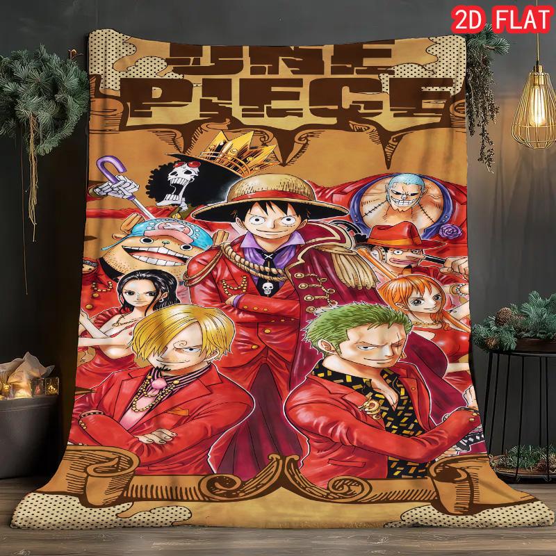 

One Piece Cartoon Style Blanket Soft Flannel Lightweight Warm for Bedroom Sofa Home Use THW 75x90cm