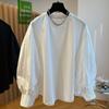 Feifei Women's Round Neck Solid Color Spliced Sweatshirt - Loose Fit Casual T-Shirt with Unique Design