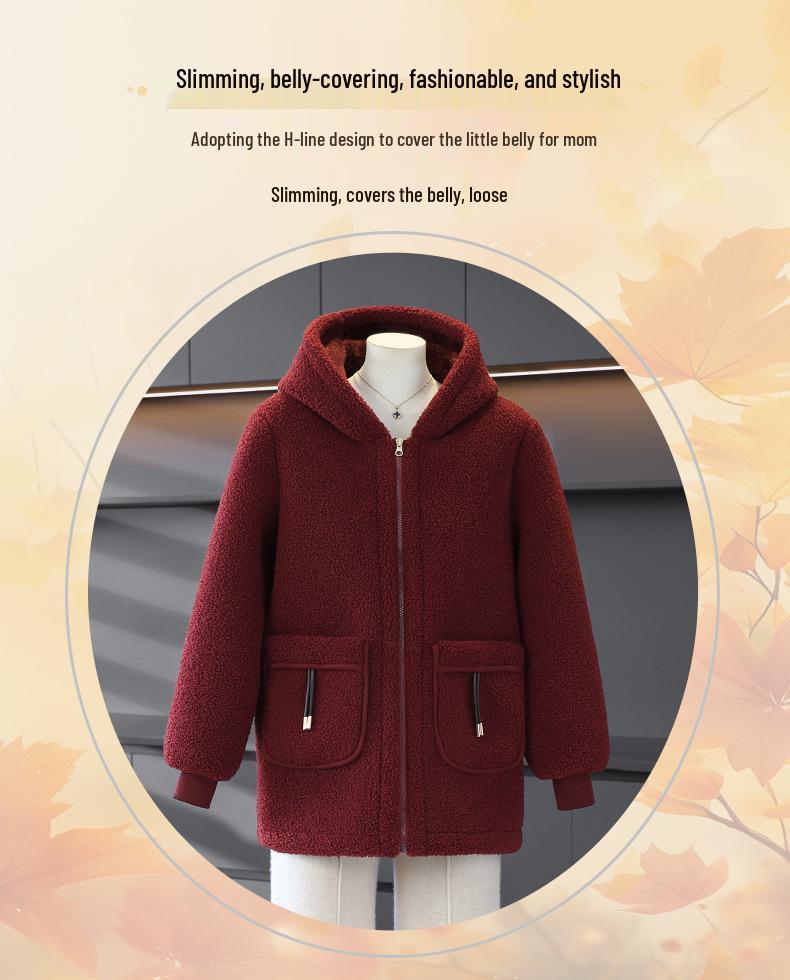 2025 Fashionable Sherpa Coat for Middle-aged & Elderly Women - Stylish, Cotton-Padded Jacket