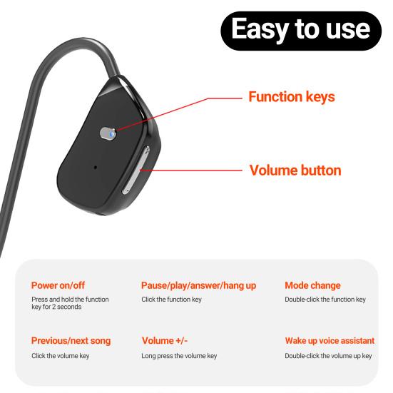 Bone Conduction Earphone Stereo Surround Wireless Not In-ear Bluetooth-compatible Headset MP3 Player
