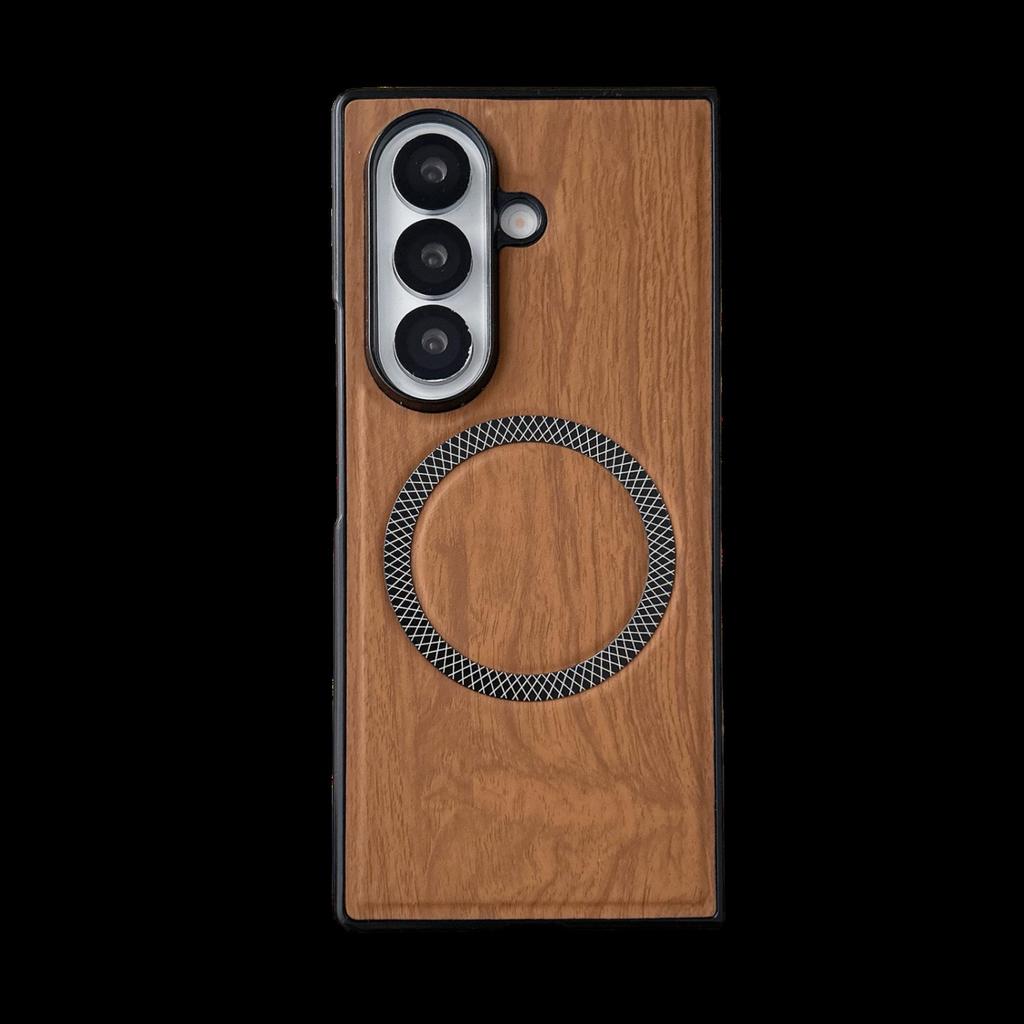Compatible Samsung Z Fold Wood Grain Magnetic Phone Case