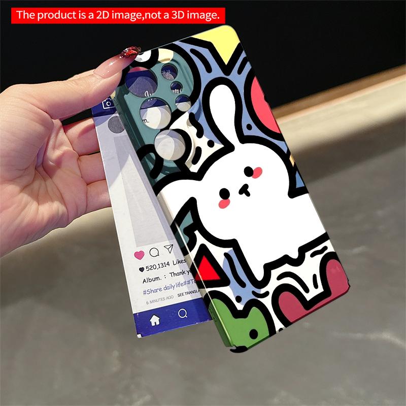 2DFlat Samsung Phone Case Cute Rabbit and Colorful Shapes Phone Case Applicable To Galaxy S22 S23 S24 S25ULTRA S26 A12 A13 A14 A15 A16