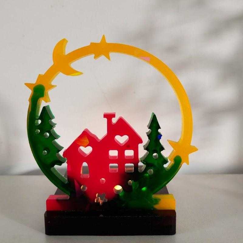 House Shape Resin Molds Holographic Heart Candlestick Molds with Base for DIY Craft Tealight Candle Holder Home Decors