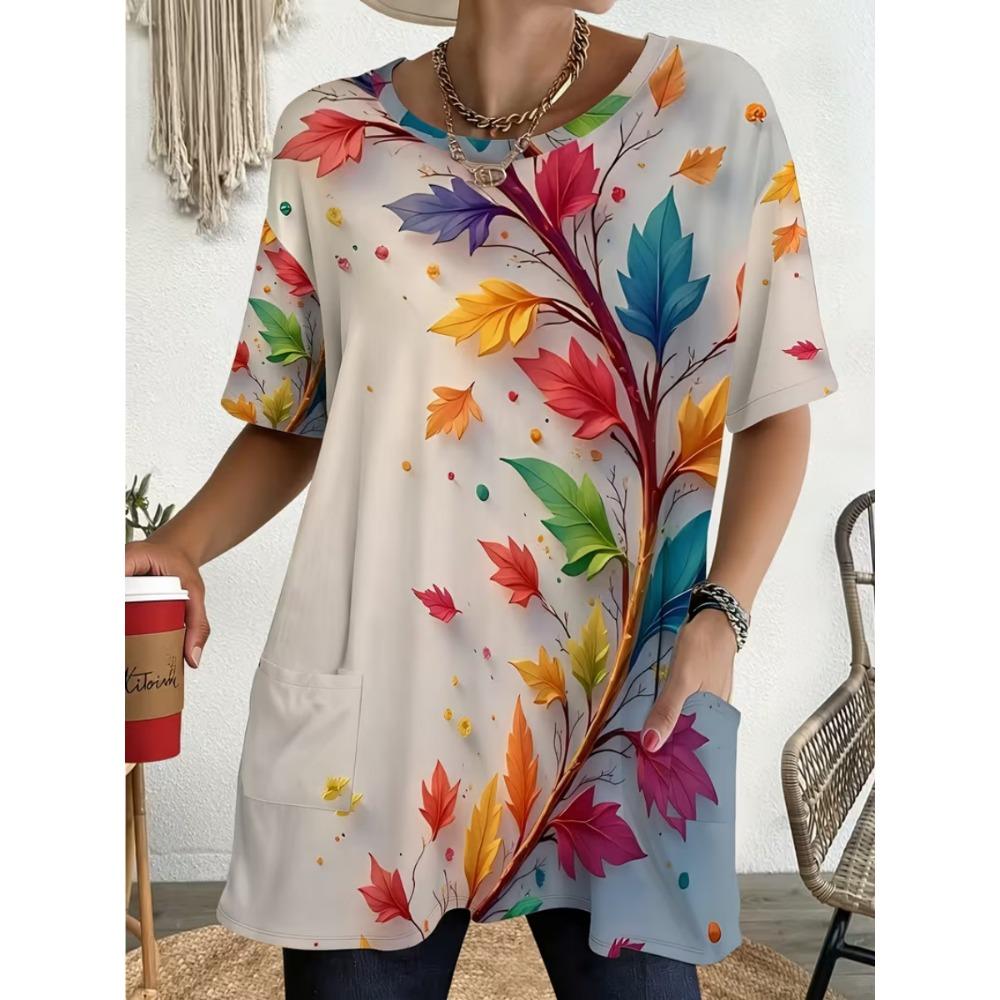 2026 Neues Sommer-T-Shirt mit kurzen Ärmeln, 3D-bedrucktes T-Shirt mit Tasche, Lässig und Modisch, Übergröße T-Shirt