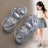 Girls Princess Sandals 2026 Rhinestone Pearl Decor Soft Sole Non-Slip Open Toe Shoes Ages 4-16