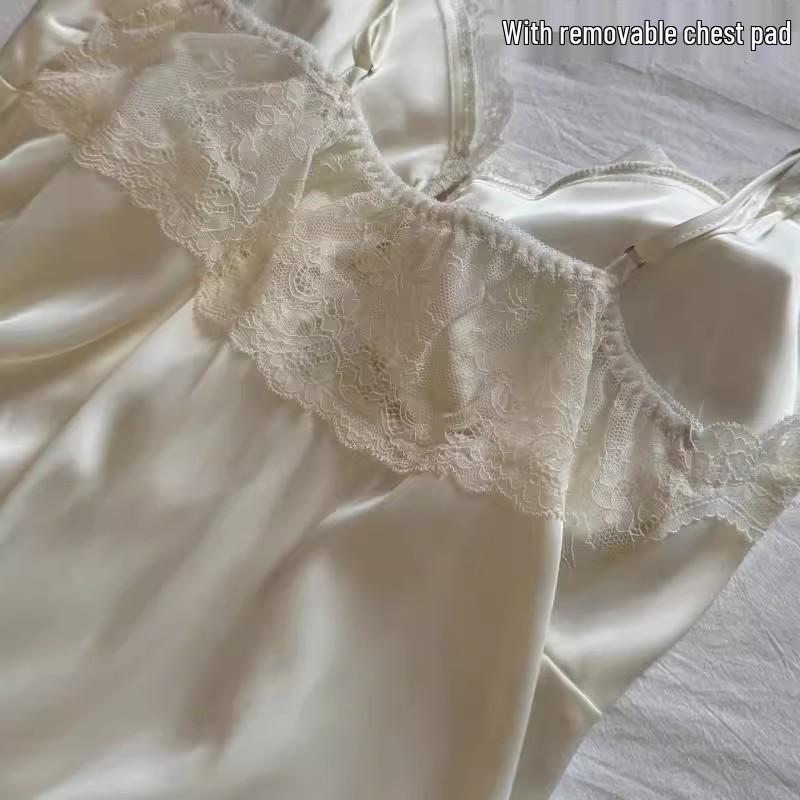 2025 Ice Silk Summer Pajama Set: Sexy Women's Button Camisole with Chest Pads