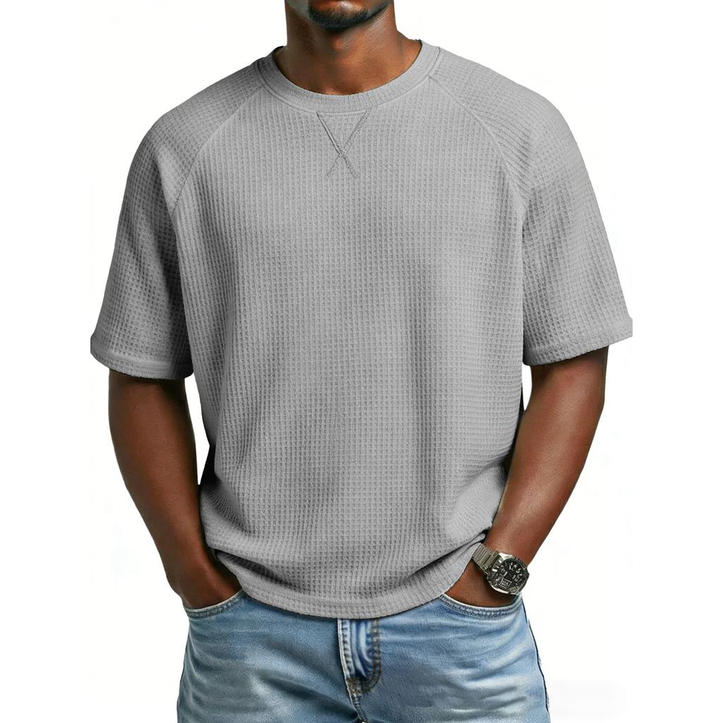 Men's -Knit Raglan Sleeve Round Neck Short Sleeve
