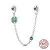 925 Silver Four-Leaf Clover Charms Green Luck Pendant Fit Original Bracelet DIY Women Jewelry Gift