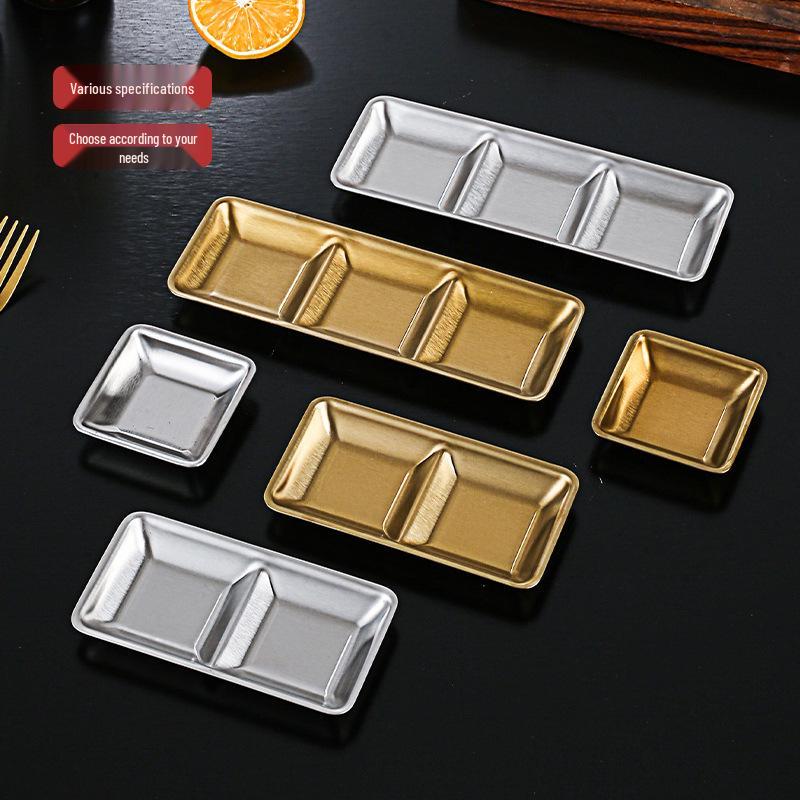 Koreanische 304 Edelstahl-Saucenschale mit zwei oder drei Fächern für Hot Pot & Grill-Gewürz-Dip