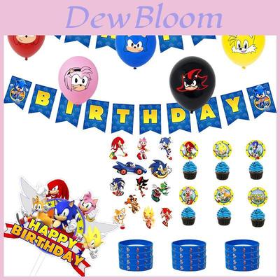 Sonic Birthday Party Decorations Set With Vibrant Banners Cake Toppers And Balloons