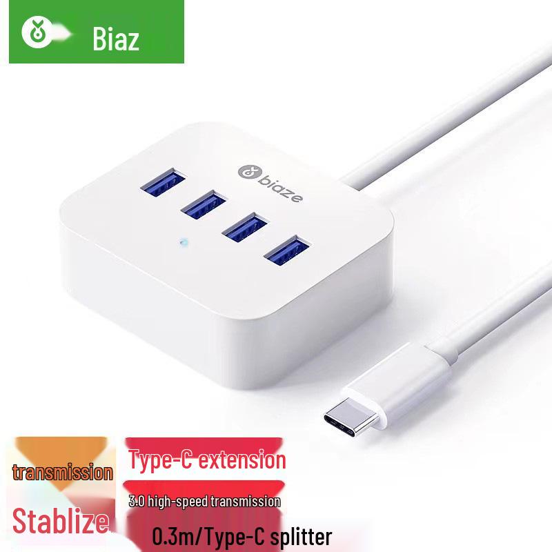Biaz USB-C 4-Port USB 3.0 Hub Docking Station with Power Supply