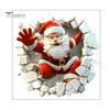Self Adhesive Christmas Stickers for Door 3D Santa Wall Sticker, Decal, Realistic Breaking Through The Decals Home Decor Effect, Self-Adhesive Festive