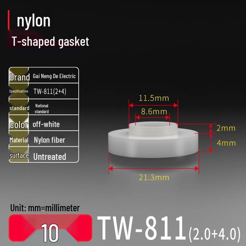 T-shaped Nylon Gasket Ring Screw Shaft Sleeve, Round Concave-Convex Insulation Pad, M2-M35