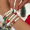 Christmas Contrasting Soft Pottery Letter Elastic Bracelet, Creative Festive Colored Beaded Hand Jewelry