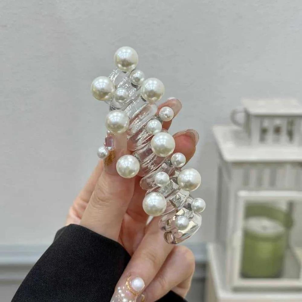 New Fashion Elastic Hair Band Women Pearl Spiral Rubber Band Bubble Braid Phone Cord Hair Tie Hair Band Hair Accessories