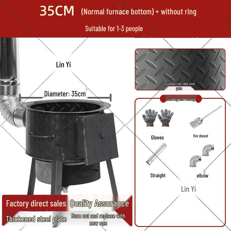 Extra Thick Patterned Steel Portable Wood-Burning Stove for Home & Outdoor Use