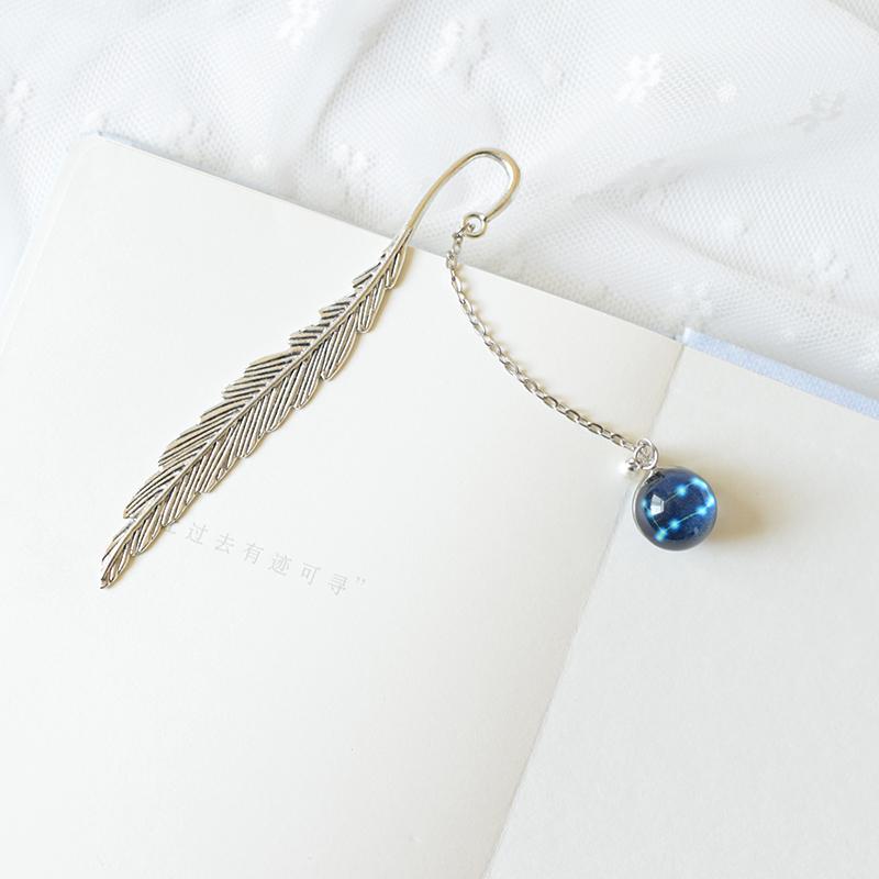 Noctilucent 12 Constellation Bookmark Ball Pendant Metal Book Mark School Supply