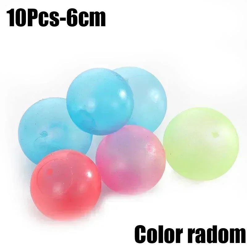 1/10Pcs Luminous Balls High Bounce Glow In The Dark Sphere Sticky Wall Household Stress Relieve Plaything Relaxation Squeeze Toys Party
