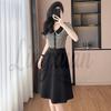 Plus Size Striped Patchwork Faux Two-Piece Slimming Short-Sleeve Summer Dress - Chic & Fashionable New Arrival