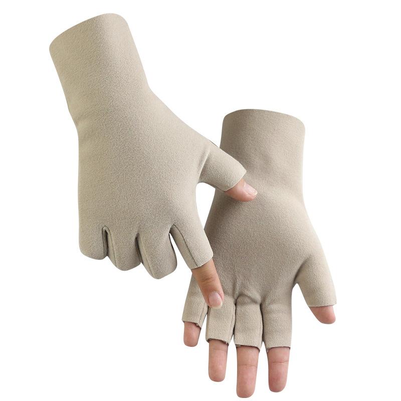Student writing warm gloves autumn and winter half-finger gloves German velvet cationic men's and women's touch screen dew five-finger manicure