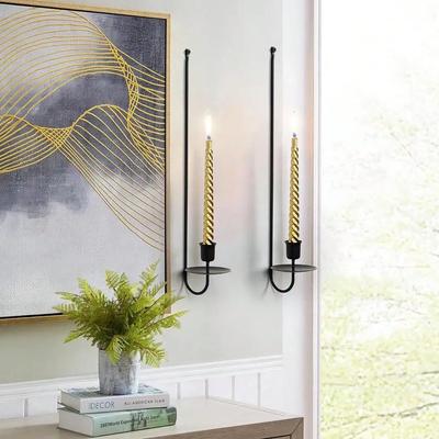 2pcs/set, Black L-shaped Wall Hanging Candle Holder, Modern Minimalist Metal Candlestick, Home Decoration, Wall Decoration,