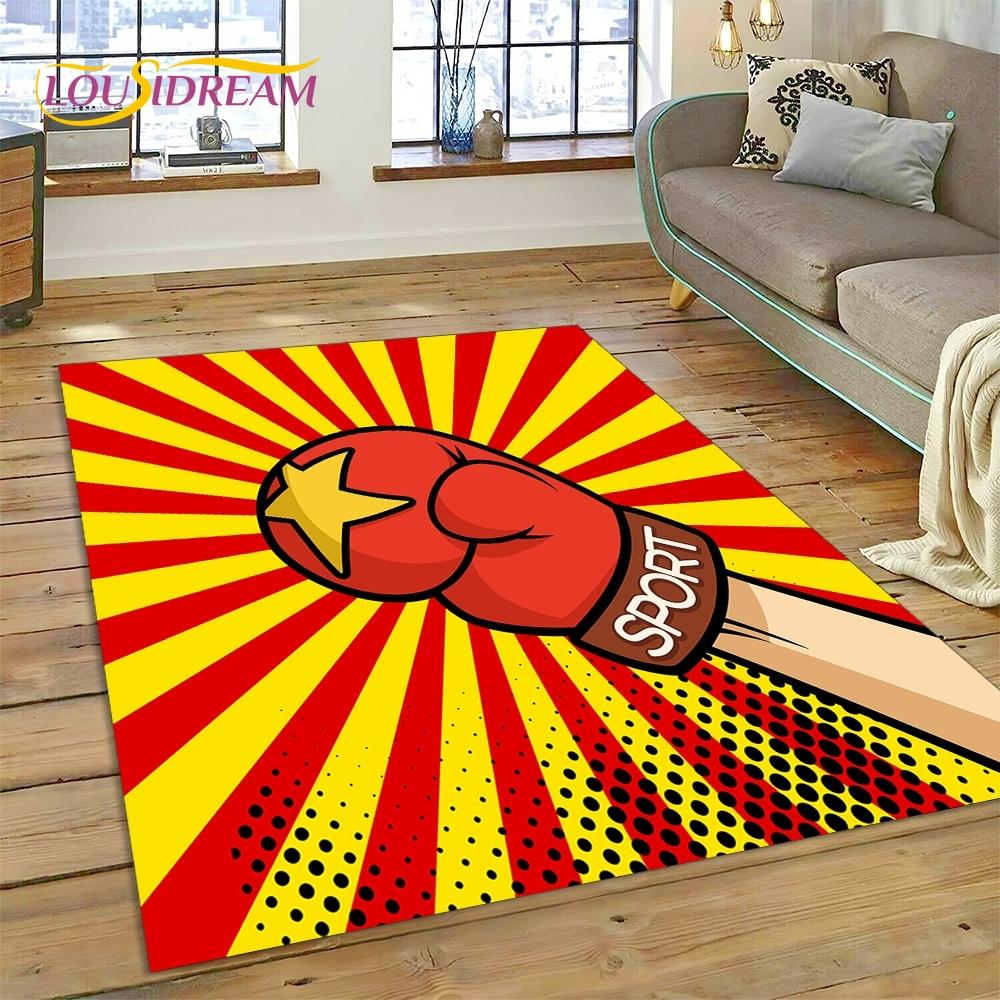 Boxing Gloves Boxer Fight Cartoon Rug Carpet for Living Room Bedroom Home Decor,Floor Mat Non-slip Decoration for Sofa Doormat