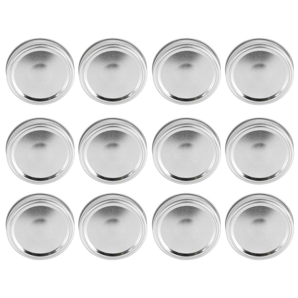 12Pcs Stainless Steel Split Type Glass Jar Lids Round Leakproof Sealing Covers Kitchen