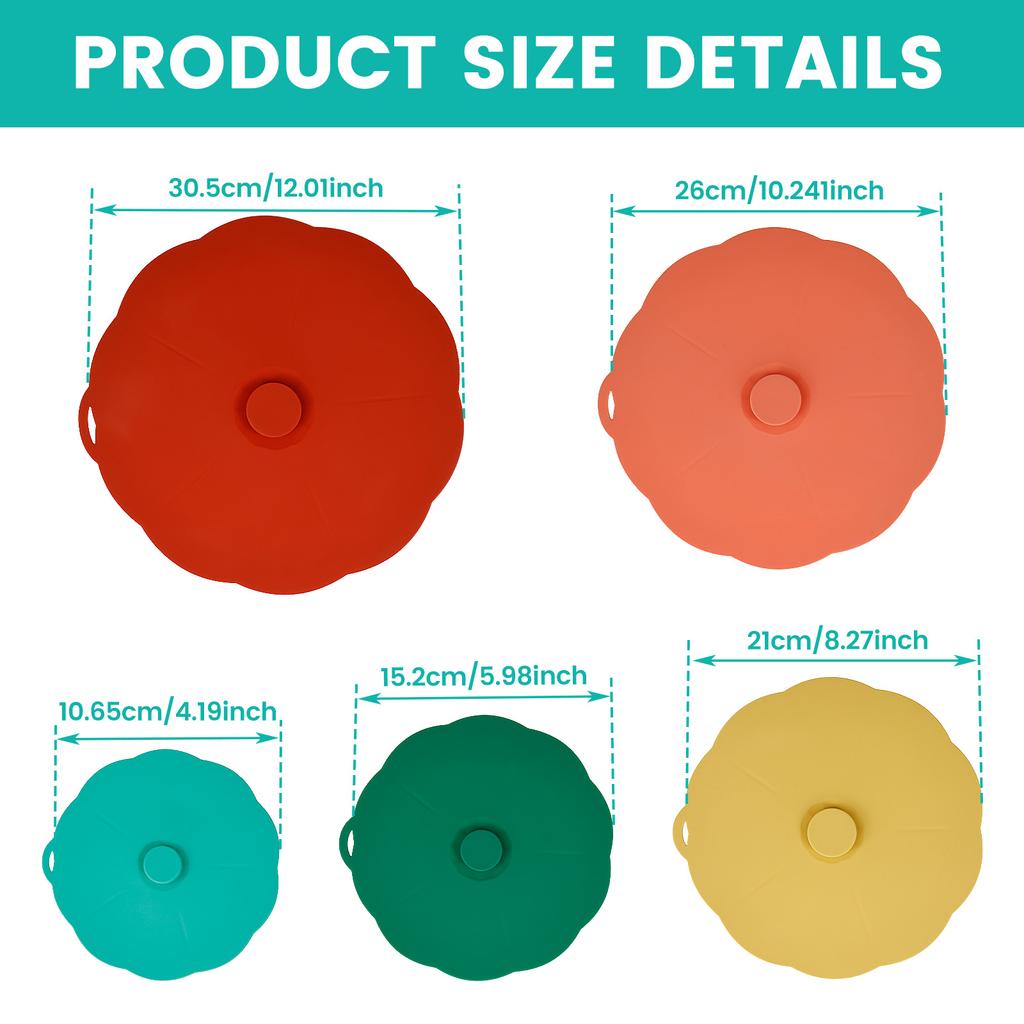 5Pcs Silicone Lids Bowl Preservation Cover Sealed Suction Lid Fits Cups, Bowls, Plates, Pots, Pans, Food Storage Kitchen Gadgets