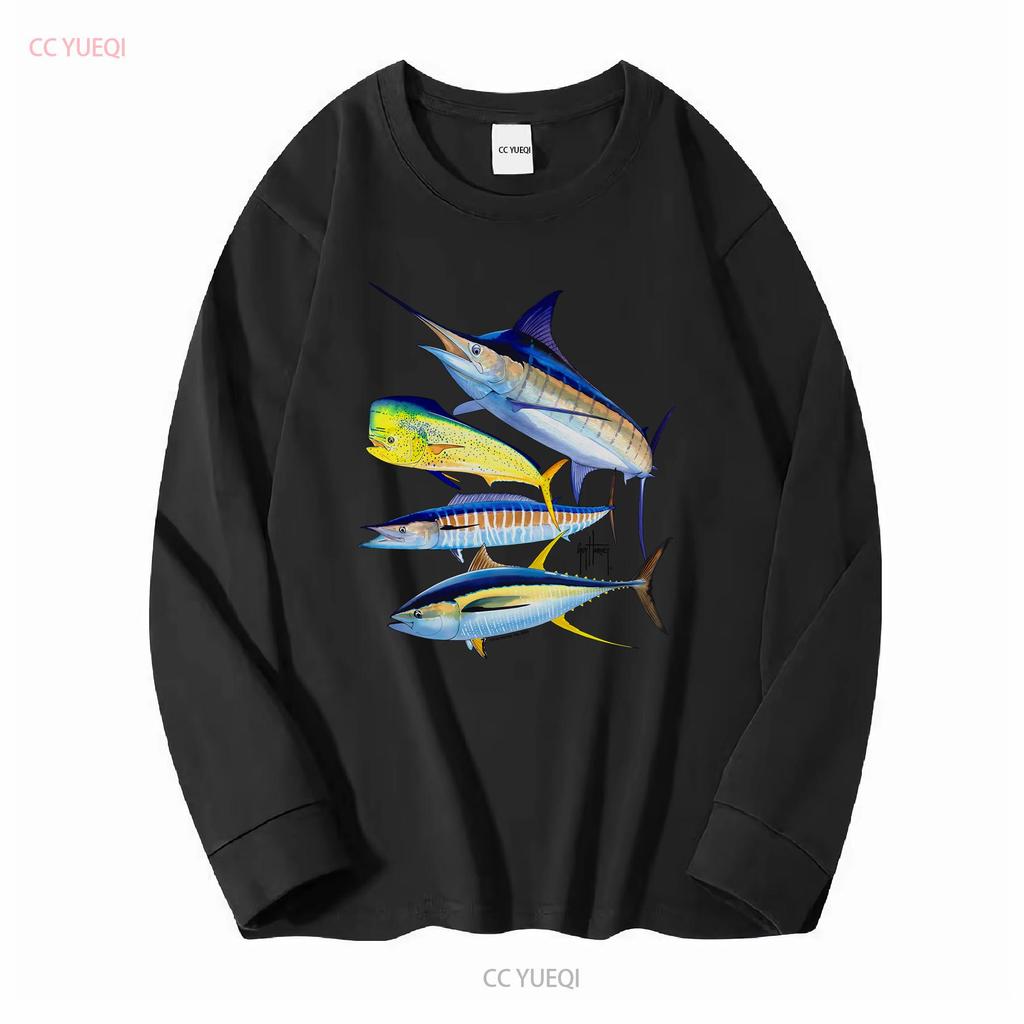 Guy Harvey AFTCO T-Shirt Herren Klein S Blau Angeln Marlin Strand lange oder kurze Ärmel vintage Gewaschen Unisex Dehnbar Mode