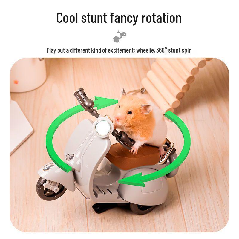 Celebrity-Inspired Hamster Stunt Motorcycle: Electric Tricycle Toy with Rotating Dazzling Skills