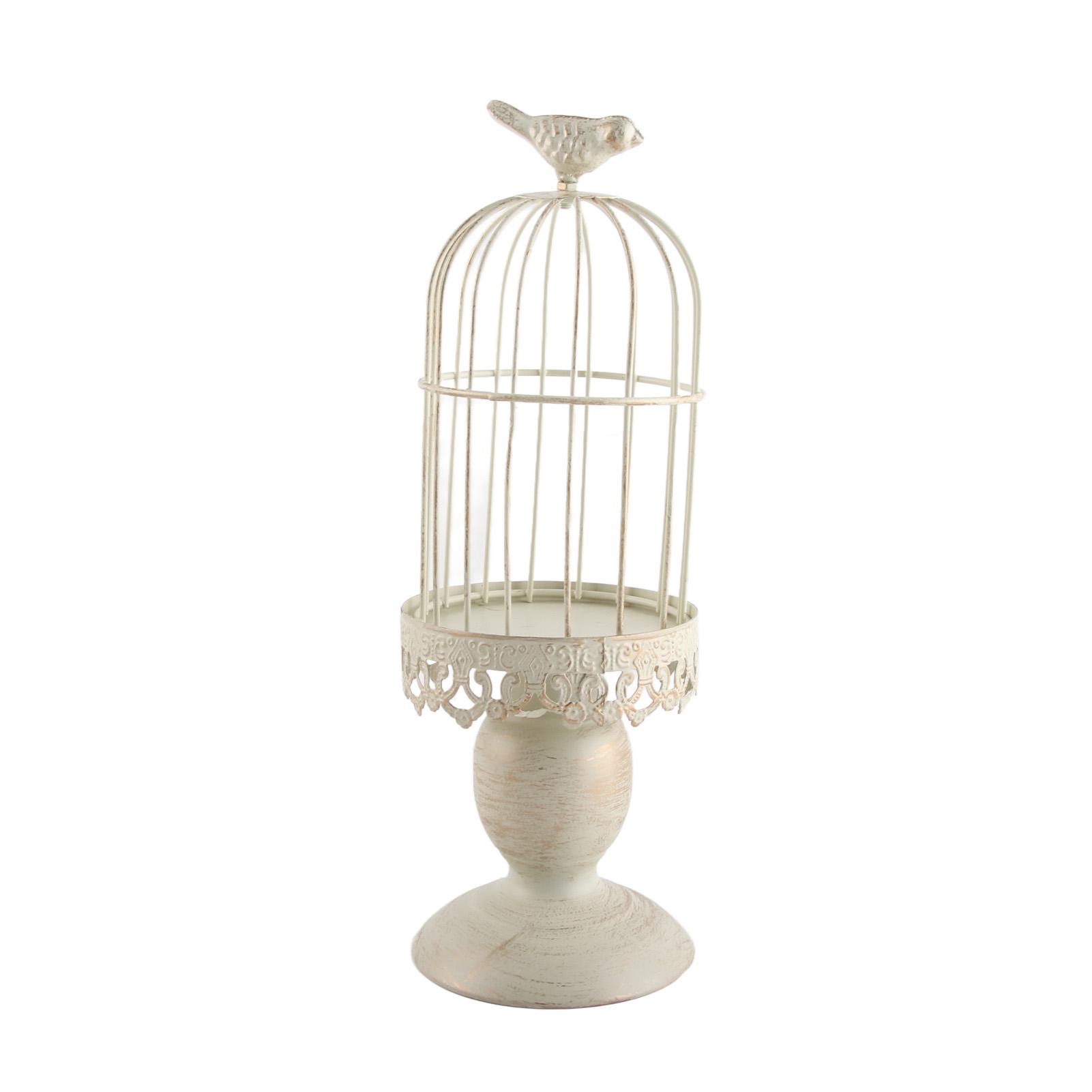 

Candle Holder White Vintage Bird Cage Type Carved Candlelight Stand Table Decoration for Banquet Dinning Party