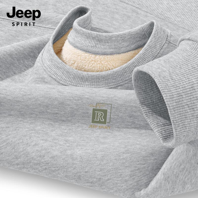 JEEP SPIRIT Men's Fleece-Lined Round Neck Sweatshirt